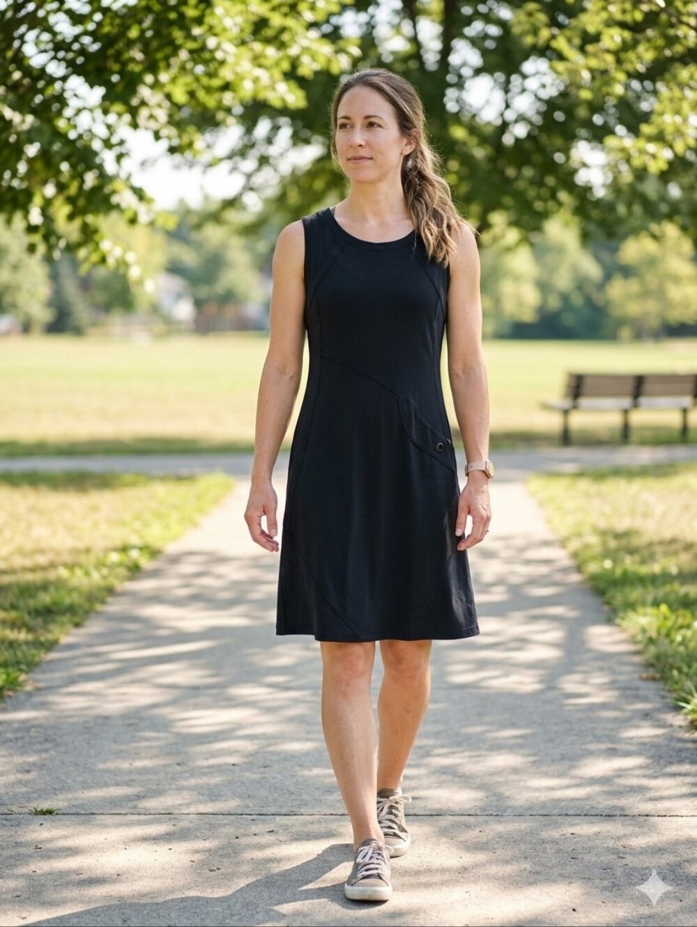 Mountain Hardwear Black Organic Cotton Athletic Tank Dress with Built-In Bra - L